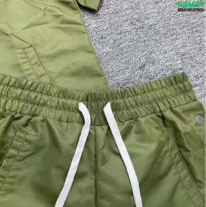 Conjunto de Camiseta y Pantalones Cortos para Hombre Neimat, Color Verde Sólido, Manga Corta, Casual, Transpirable, Felpa Francesa de Algodón, 220g, Cintura Elástica Alta - Product Image 5