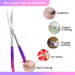 Professional Wholesale Manicure Spring <b>Scissors</b> Multi Function Curved & Straight Blade brow Trimmer <b>Scissor</b> by Bahasa Pro - Product Image 6