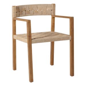 Chaise de salle à manger de jardin en teck massif de style scandinave moderne avec dossier et assise en rotin tressé à la main pour restaurant et mobilier de maison - Product Image 6