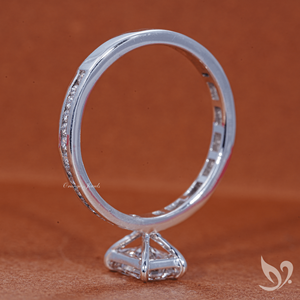 1 carat radiant cut lab grown <b>diamond</b> IGI certified 10k white gold channel pave band modern engagement <b>ring</b> - Product Image 4