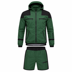 Ensemble veste coupe-vent et short pour homme sur mesure, en nylon Ripstop, avec logo personnalisé, fabricant de survêtements de jogging - Product Image 1