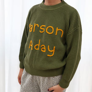 OEM Customizable Men's Knitted <b>Pullover</b> <b>Sweater</b> 100% Cotton Striped Breathable Anti-Wrinkle Quick Dry Winter Casual Style Autumn - Product Image 3