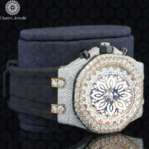 ชาร์ม จิวเวลส์นาฬิกาข้อมือผู้ชายสแตนเลสสตีลกรอบเพชรโครโนกราฟหน้าปัดอะนาล็อกคริสตัลแซฟไฟร์ 42 มม. แฟชั่นหรูหรา - Product Image 3