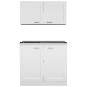 Set di mobili da cucina bianchi rettangolari Cambridge in 2 pezzi - Product Image 4