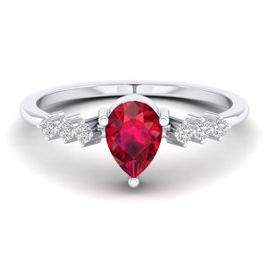 REYES Luxurious 925 Sterling Silver GRA Certified Moissanite <b>Rings</b> For Women <b>Dainty</b> Pear Cut 0.75 Carat Ruby Gemstone Jewelry - Product Image 5