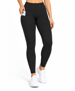 Women High Waist Seamless Yoga <b>Leggings</b> With Pockets Full Length Black Spandex Polyester Four-Way Stretch Workout yoga <b>legging</b> - Product Image 1