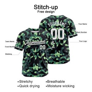 Camiseta de Béisbol Personalizada con Camuflaje, Unisex, Manga Corta, Cierre de Botones, Transpirable, de Poliéster, con Nombre del Equipo 00, Impresión Sublimada - Product Image 4