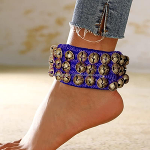 Ensemble de 16 Ghungroos Kathak, grandes cloches de danse à trois lignes, accessoires de danse classique indienne faits à la main en laiton plaqué - Product Image 3