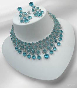 Ensemble de bijoux de mariée en diamant américain classique Collier et boucles d'oreilles en deux pièces pour mariage Style classique à la mode - Product Image 1