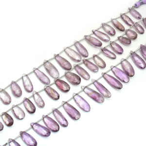 Perles de pierres précieuses en améthyste violette naturelle facettées en forme de poire, faites à la main, de qualité supérieure, brin de 8 pouces, pour la fabrication de bijoux, bracelets et colliers - Product Image 1