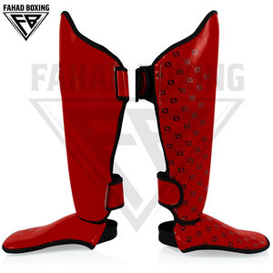 Lightweight & Durable Eco-Friendly High Elasticity Extended Protection Shin <b>Pads</b> with Leather Hook Loop for Boxing Training - Product Image 3