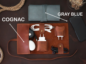 Organisateur de câbles en cuir élégant, gestion moderne des fils de bureau, enrouleur de câbles d'écouteurs, support de chargeur, vente en gros LCO-0019 - Product Image 3