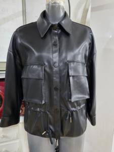 [BFM_Jeongsoo Apparel]Veste de motard en cuir PU pour homme avec fermeture éclair et col montant - Product Image 5