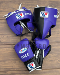 Ensemble de gants de boxe en cuir de haute qualité personnalisables pour l'entraînement aux arts martiaux, comprend des gants à doigts entiers avec sangle réglable au poignet - Product Image 1