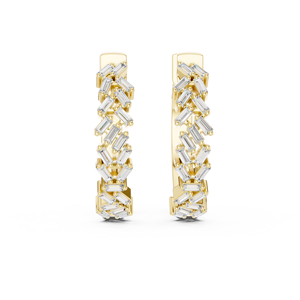 Juego de Aretes de Aro Únicos en Oro Amarillo de 18 Quilates con Diamantes Baguette Cultivados en Laboratorio, Certificados por IGI, Chapados en Rodio, para Uso Diario y Eventos Glamurosos - Product Image 1