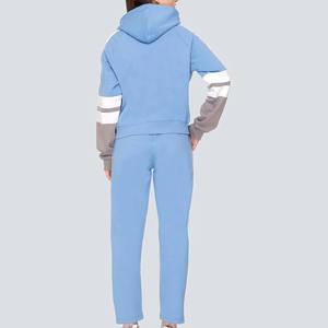 Women's 100% Cotton High-Stretch Two-Piece Full-Length V-neck Winter Hip Hop Fleece Athletic <b>Tracksuit</b> Set Breathable - Product Image 6