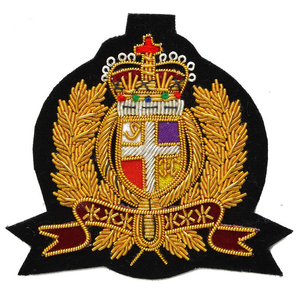 Handmade Embroidered Custom Made Bullion Wire Royal Crown Patches 3D Embroidery Golden &<b>Silver</b> Fashion Badges For Uniform - Product Image 4