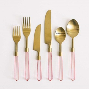 Juego de Cubiertos de Metal Estilo Royal Look, con Mango de Plástico Blanco, Acabado Espejo, Apto para Lavavajillas, Vajilla para Bodas - Product Image 6