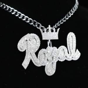 Custom Hip Hop <b>Iced</b> <b>Out</b> Moissanite Name Pendant with Claw Setting Gold Plated 925 Sterling Silver <b>Chain</b> Solid Moissanite Charms - Product Image 3