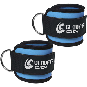 Guantes de algodón azul sólido con correa para tobillo, transpirables, para levantamiento de pesas en la ciudad, gimnasio, entrenamiento, accesorio multi-cable para poleas de pierna, fitness. - Product Image 3