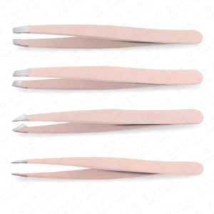Private Label <b>Pink</b> Stainless Steel Slant Tip Eyebrow Tweezers <b>Set</b> Custom OEM Beauty <b>Tool</b> Hair Plucking Grooming Kit - Product Image 3