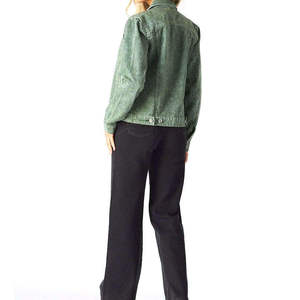 Veste en jean courte bleu clair pour femme avec fermeture boutonnée, délavage vieilli, style décontracté, printemps été automne hiver, séchage rapide - Product Image 2
