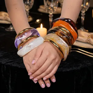 Conjunto de Brazaletes de Resina Epoxi de Moda para Mujer, Tres Colores, Joyería Contemporánea, Resistente al Agua, Venta al Por Mayor - Product Image 1