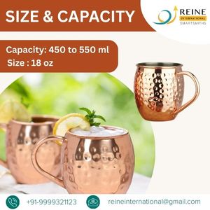 Taza Moscow Mule de Cobre Puro 100% Martillado de Alta Calidad con Asa, Vaso de Cerveza, Accesorio de Bar y Cocina para Fiestas - Product Image 4