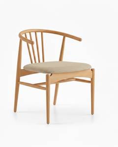 Scandinavian Solid Wood <b>Dining</b> <b>Chair</b> with Upholstered Seat Contemporary Minimalist Cafe Furniture - Product Image 1