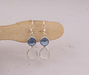 Wholesale Two Stone Faceted <b>Earrings</b> 925 <b>Sterling</b> <b>Silver</b> Multi Gemstone <b>Dangle</b> <b>Earrings</b> Manufacturer Handcrafted Blue - Product Image 4