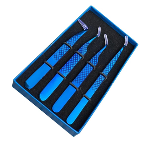 OEM Design <b>Set</b> of 4 Diamond Grip Eyelash Extensions Tweezers - Japanese Steel Lash Supply Eyelash - Product Image 5
