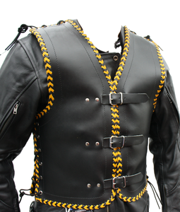 braided leather vest