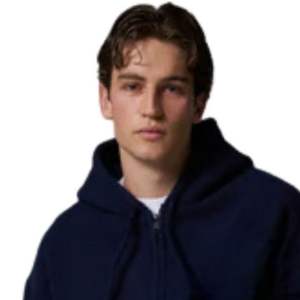 Navy Knit Zip Through Hoodie with Embroidered Logo Comfortable Stylish Streetwear Premium Knitwear for Men Perfect for Casual - Product Image 4