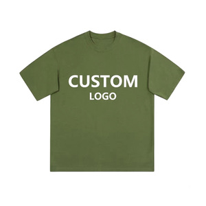 เสื้อยืดโอเวอร์ไซส์ผ้าคอตตอนหนานุ่ม พิมพ์โลโก้ตามสั่ง เสื้อผู้ชายทรงดรอปโชว์เดอร์ สไตล์สตรีทแวร์ - Product Image 3