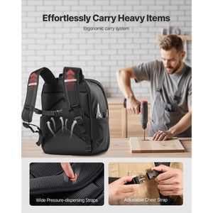 Mochila Portaherramientas Resistente de 49 Bolsillos con Compartimento para Portátil, Base de Tela Reforzada, Organizador de Almacenamiento para Trabajo - Product Image 4