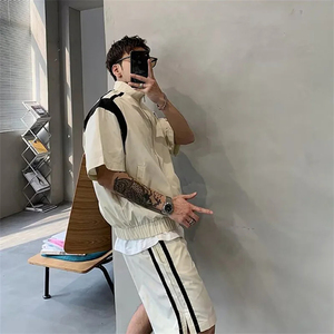 Conjunto deportivo de verano para hombre, ligero, con cremallera, chaleco de manga corta y pantalones cortos, conjunto de dos piezas, ropa de calle informal. - Product Image 3