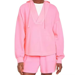 Traje Corto Informal con Capucha para Mujer, 100% Algodón, Forro Polar Transpirable, Personalizado, Térmico, para Invierno - Product Image 3