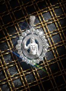 Pendentif religieux en moissanite sertie de pierres, visage de Jésus sur plaque ronde, en argent sterling 925, bijoux fins, pendentifs et breloques - Product Image 5