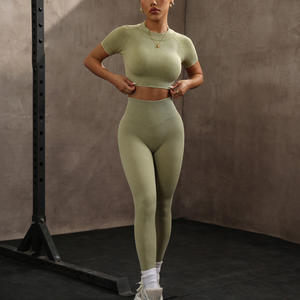 <b>Ruched</b> Seamless Yoga Set Women Sportswear <b>Gym</b> <b>Shorts</b> Strappy Sports Bra 2 Piece Set Halter Workout Clothes Fitness Suit - Product Image 6