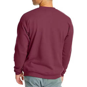 Sweat-shirt à col rond pour homme, couleur bordeaux, coupe classique, 100% coton, tricoté, pull-over décontracté, couleur unie - Product Image 2