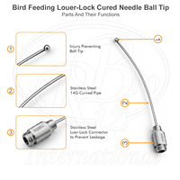 Aiguille d'alimentation droite réglable en acier inoxydable avec embout sphérique 4mm 14G X 76mm pour oiseaux et lapins