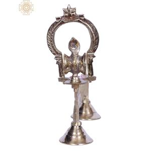 Artículo de decoración para el hogar único hecho a mano de latón de 8 pulgadas Shodash Upachara Udukai hecho en India - Product Image 2