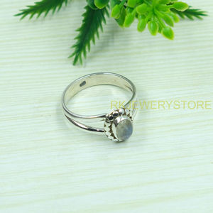 Bague en Pierre de Lune Arc-en-ciel Naturelle, Argent Sterling 925, Bague Bohème Faite à la Main avec Cabochon Ovale à Branches Divisées, pour Femme et Unisexe - Product Image 2