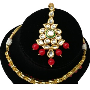 Indian Classic Women's Choker Wedding Engagement Anniversary Party Green Traditional Crystal Kundan Faux Pearl Alloy Gold <b>Gift</b> - Product Image 3