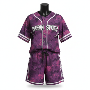 Ensemble short et maillot de baseball pour femme, en polyester respirant de qualité supérieure, avec empiècements imprimés et logo personnalisé, 100 % coton - Product Image 6