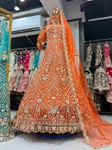 Women Premium Chiffon Embroidered Sequin Glitter Lehenga Choli Traditional Indian Pakistani <b>Wedding</b> Party Dress - Product Image 4