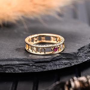 Anillo de Graduación Universitario Personalizado BOJ School Ring 062, Anillo de Colegio Secundario para Ella, con Piedra de Nacimiento, Plata 925, ¡Oferta! - Product Image 2