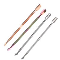 Prix d'usine professionnel, outil de manucure et pédicure réutilisable, double tête, acier inoxydable, pousse-cuticules en métal, coffret personnalisé