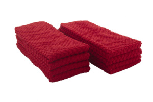 Serviettes de cuisine en coton tissé rouge écologiques à séchage rapide, motif géométrique rectangulaire, lavables en machine, pour usage domestique, serviettes de bain et de toilette - Product Image 2