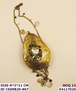 Luxury Handmade Metal Crystal Stone Evening <b>Clutch</b> Bag for Women | Craftstages International Designer Party <b>Wedding</b> Chain Strap - Product Image 4
